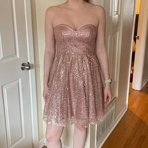 Rose gold sequin prom dress